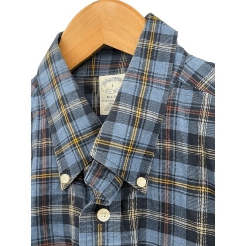 Brooks Brothers Button Down Shirt Regent Long Sleeve Men Size Large Blue Plaid